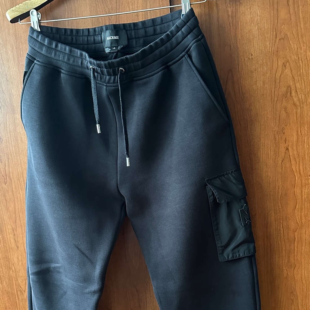 Mackage Men's Black Cargo Jogger Sweatpants